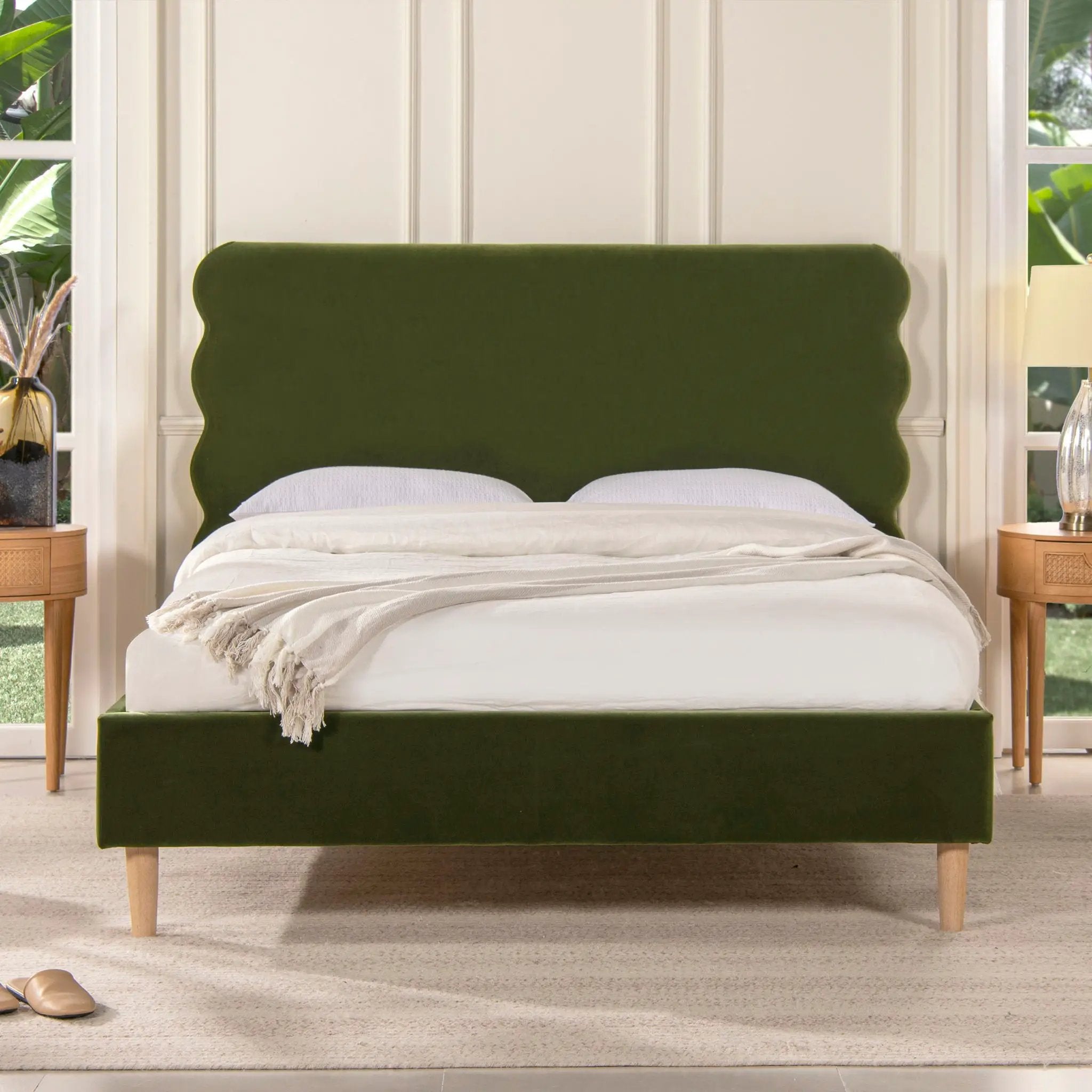Stockholm - Modern Wavy Headboard Platform Bed by HouseOfZazla