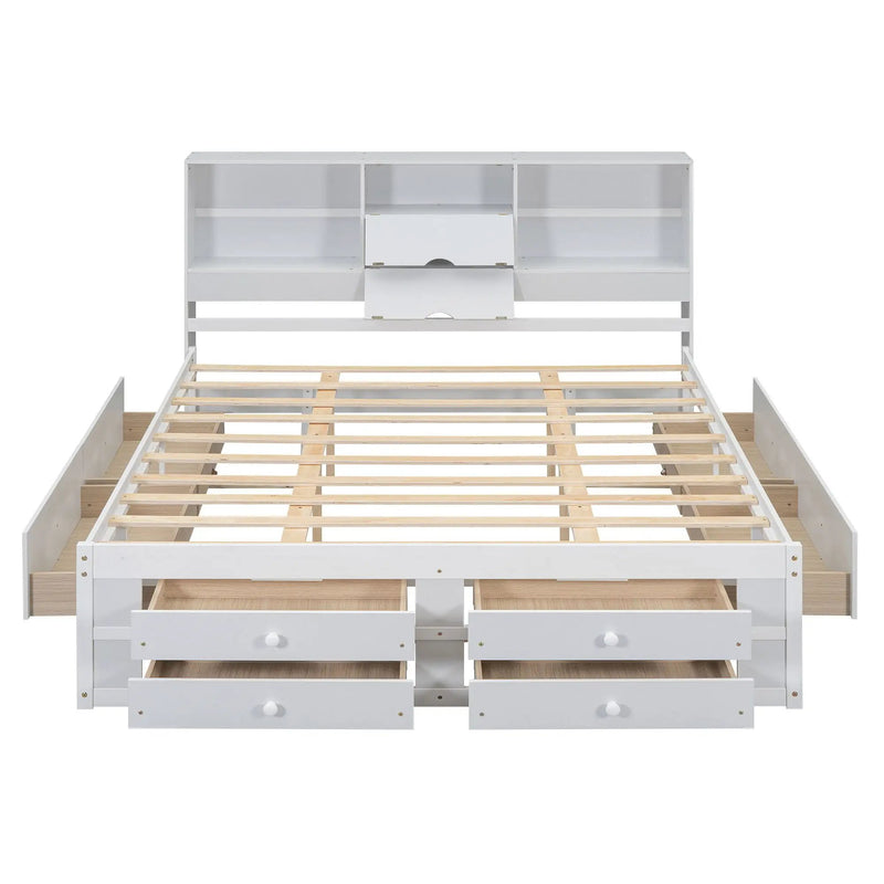 Platform Bed With Storage Headboard And 8 Drawers by Unique Piece Furniture