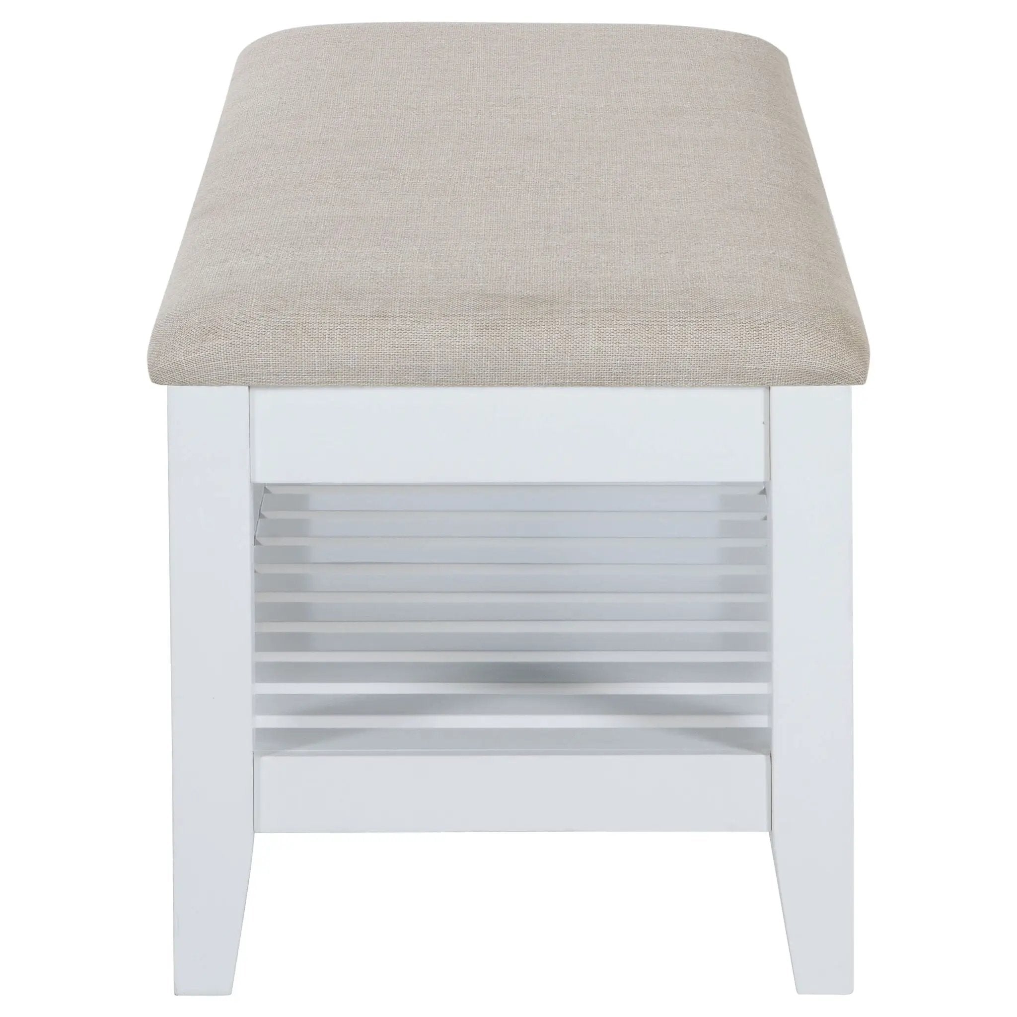 Bexhill Upholstered Rectangular Bench with Shelf White by Unique Piece Furniture