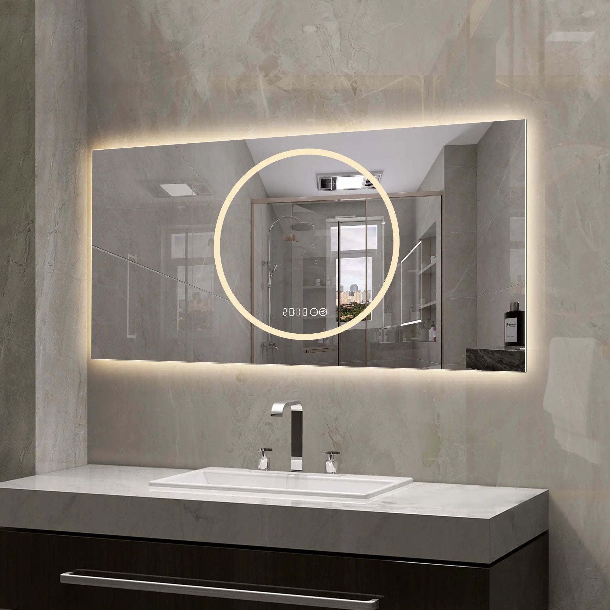 LED Vanity Mirror With Anti Fog & Dimmable Lights, Wall-Mounted - Antique Silver by HouseOfZazla