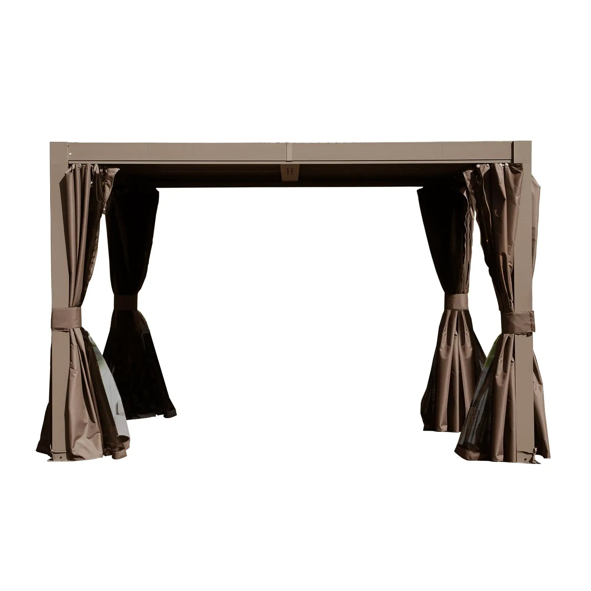 10x10 FT Outdoor Louvered Pergola with Adjustable Louvers - Brown by HouseOfZazla