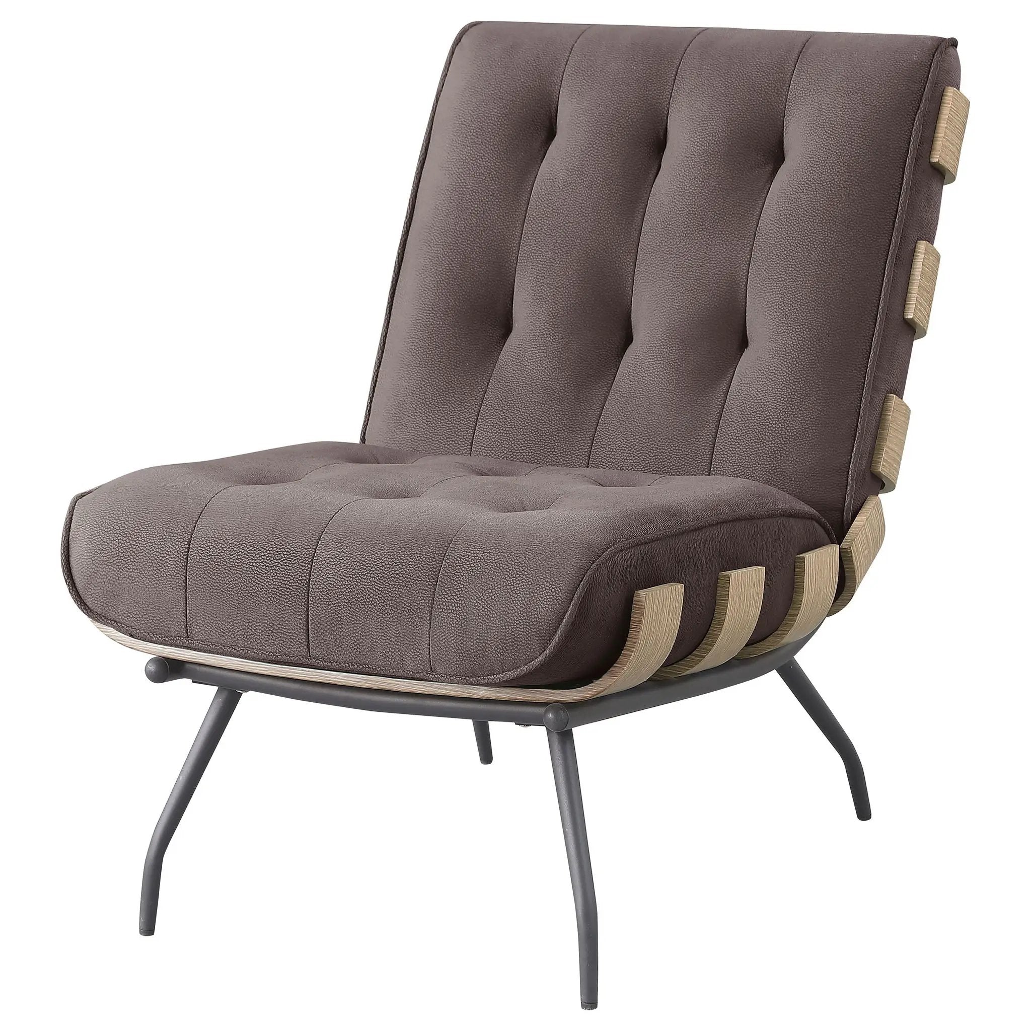 Aloma Upholstered Tufted Armless Accent Chair Brown by Unique Piece Furniture