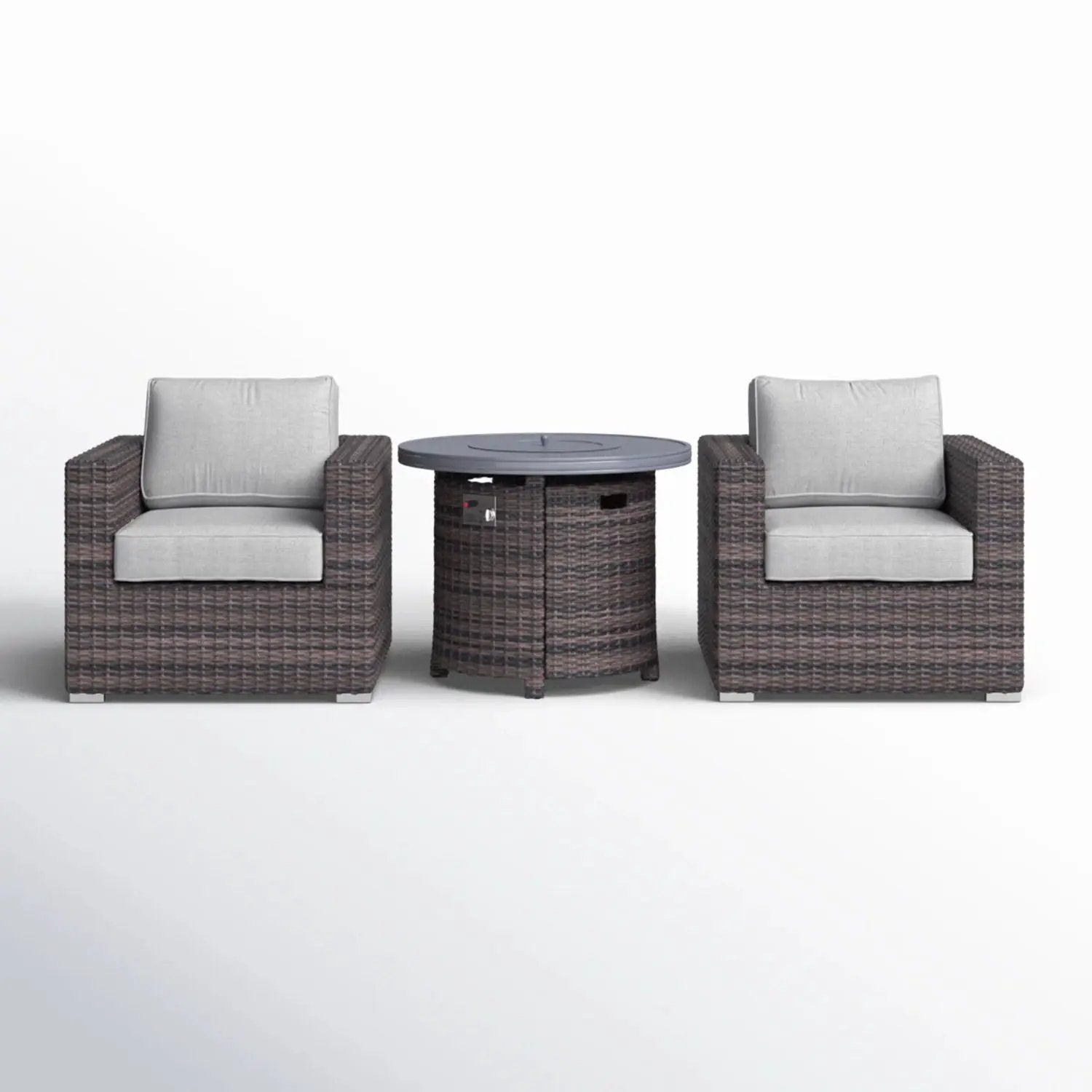 Rattan Patio Set With Comfortable Cushions And Fire Pit by Unique Piece Furniture