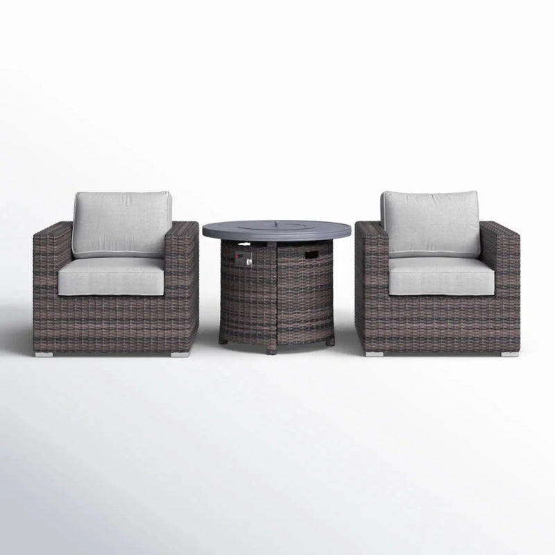 Rattan Patio Set With Comfortable Cushions And Fire Pit by HouseOfZazla