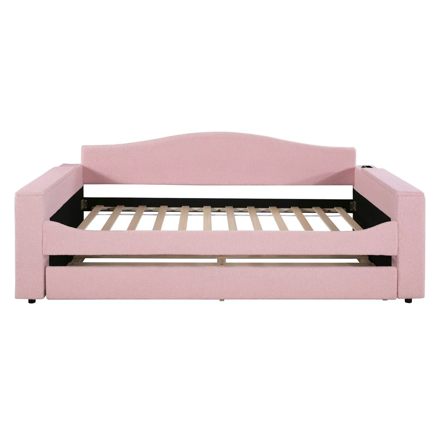 Upholstered Daybed With Storage Armrests, Trundle And Latest Integrated tooth Audio System by HouseOfZazla