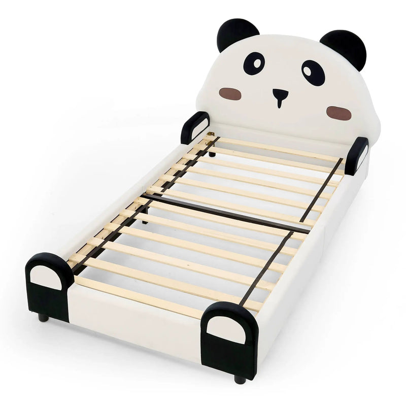 Twin Size Cute Panda-Shaped Kids Bed with Velvet Fabric by HouseOfZazla