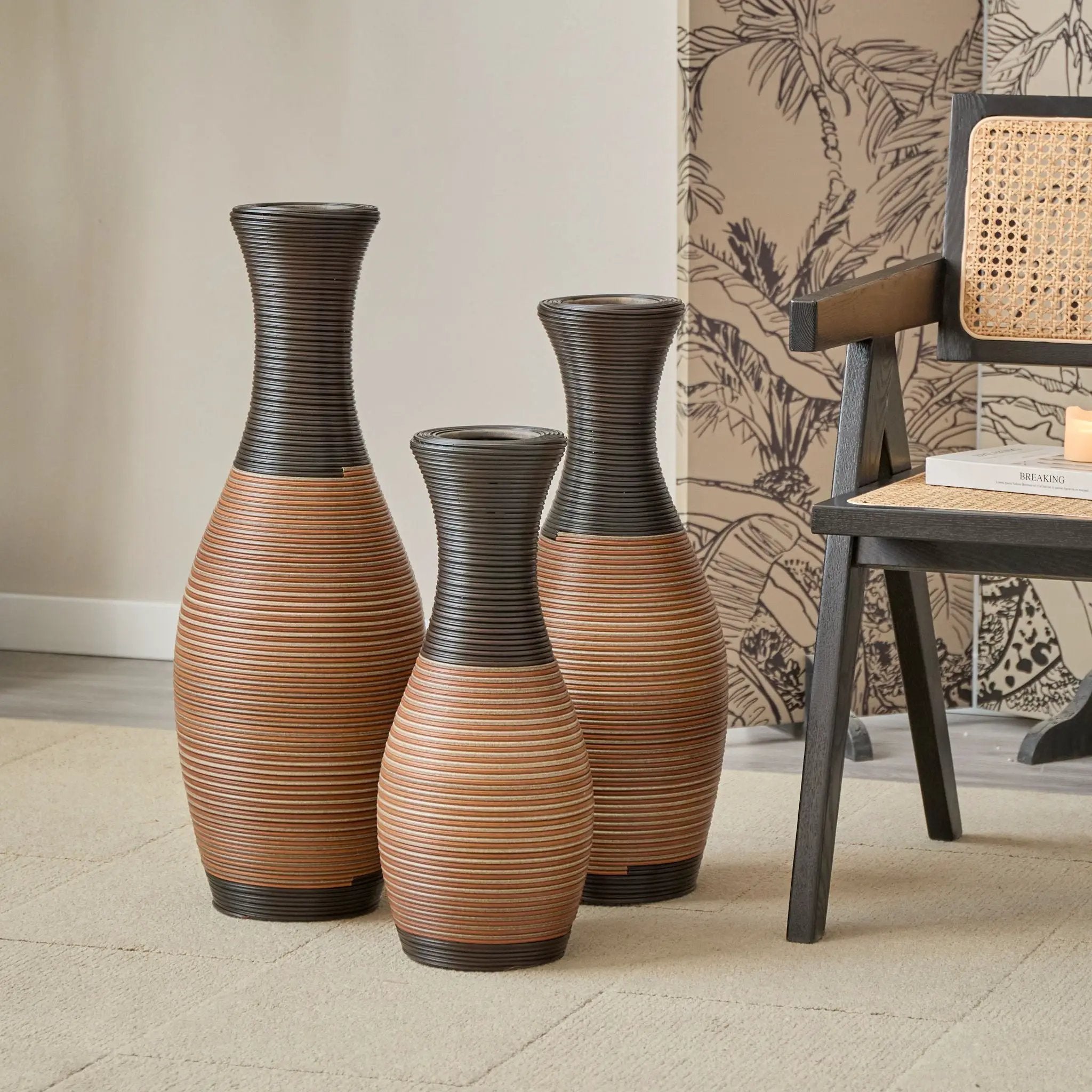 Designer Floor Vases, Large Vases For Home Decor Flooring (Set of 3) by HouseOfZazla