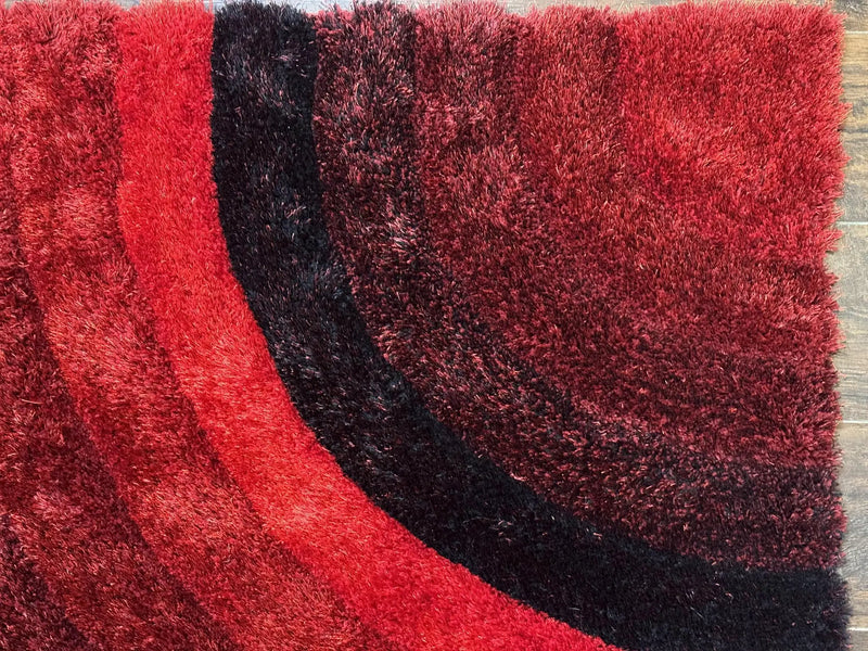 Red and Black Shag Rug 5x7, Pair A by Jewel Rugs