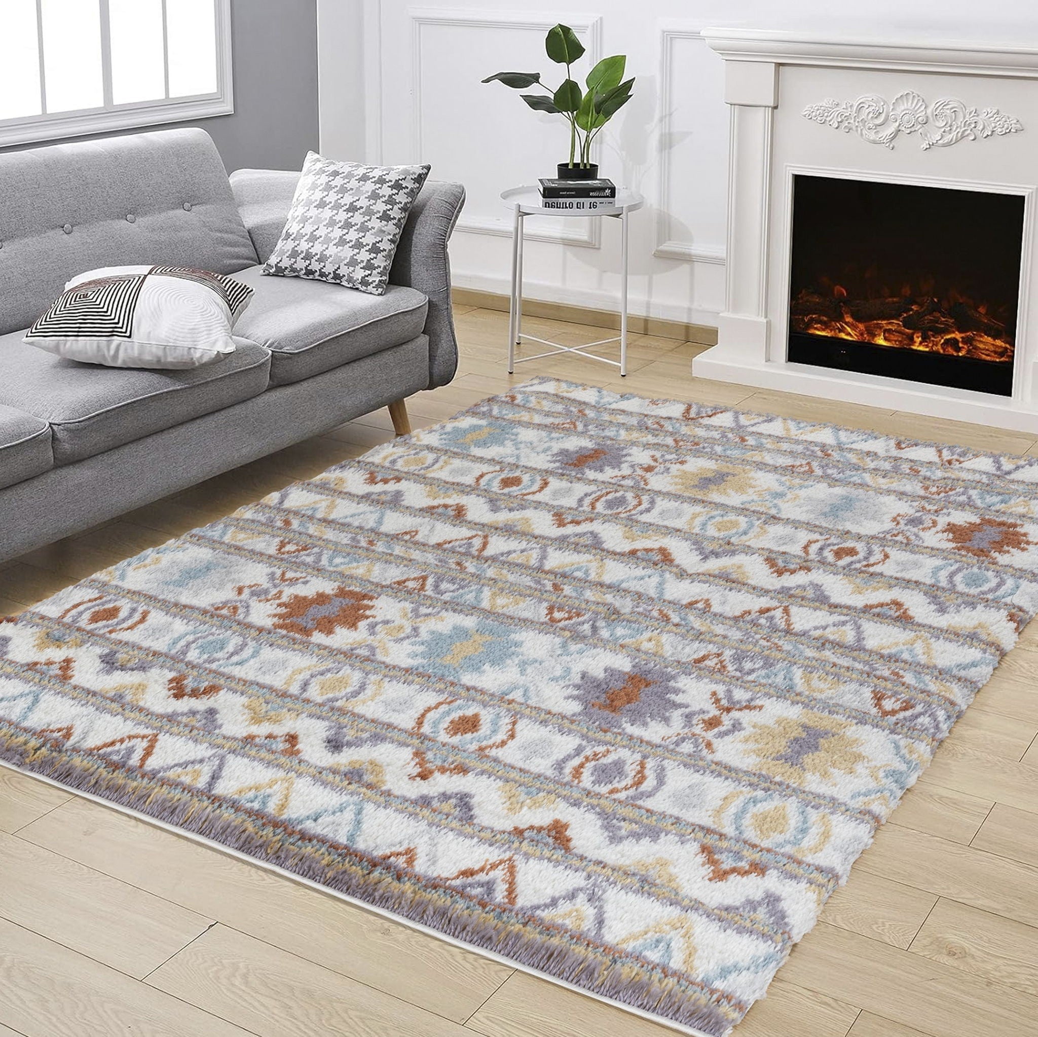 Loft Shag - 5' 3" X 7' Shaggy Area Rug - Multi - Polypropylene by HouseOfZazla