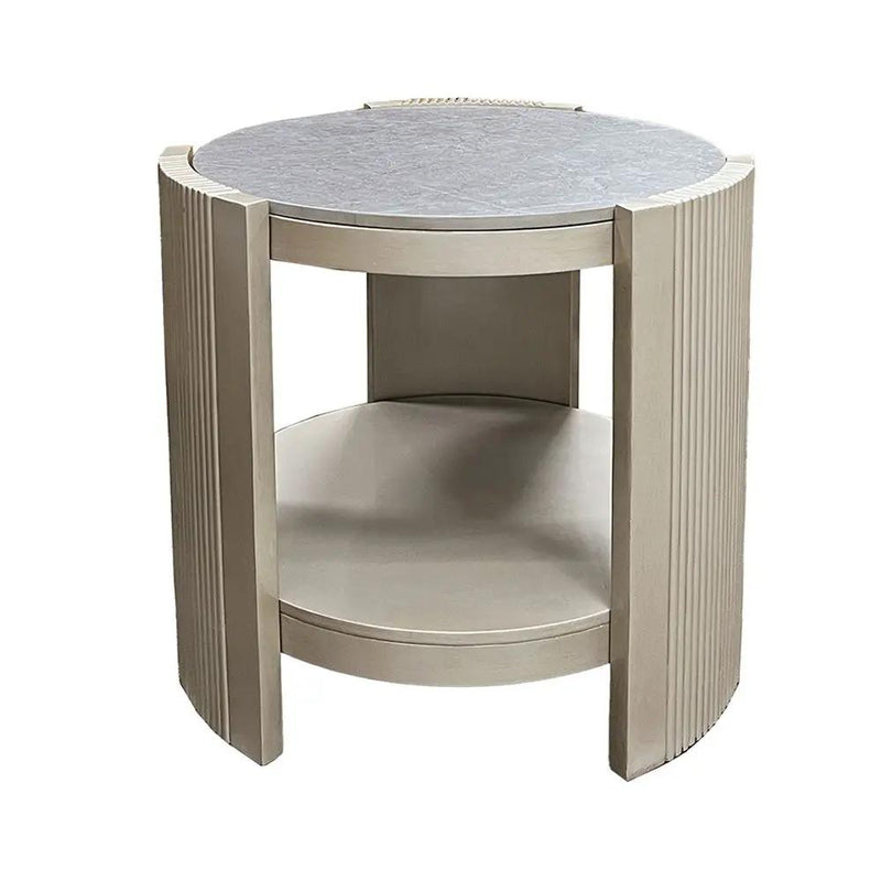Kasa - End Table - Sintered Stone & Champagne by Unique Piece Furniture