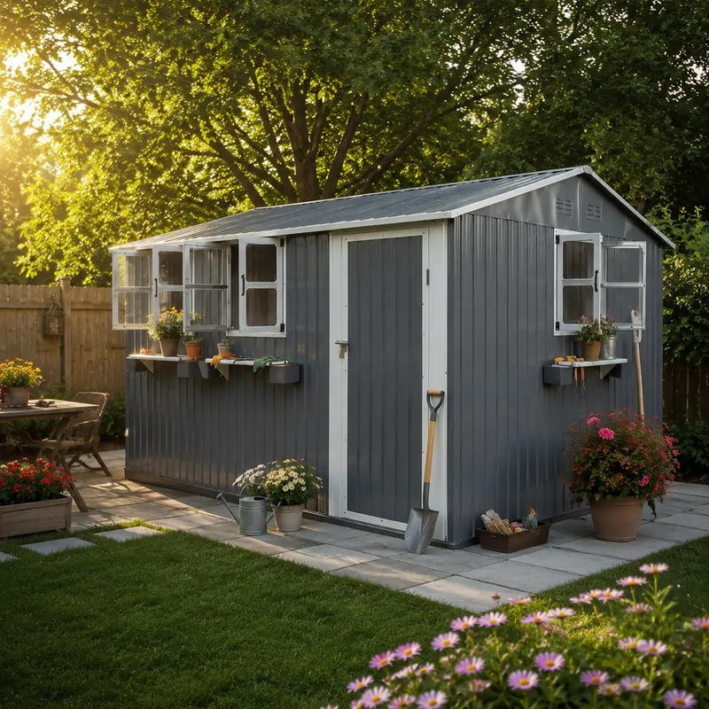 12x10 FT Outdoor Metal Storage Shed by HouseOfZazla