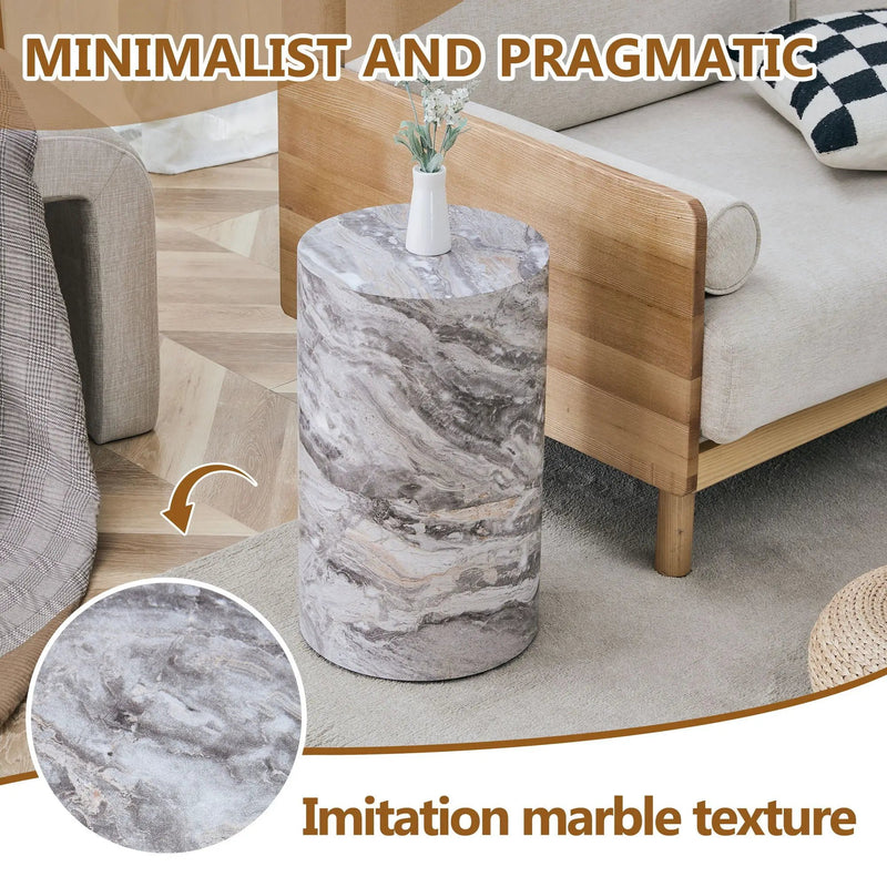 Simple Marble Textured Cylindrical Coffee Table Material - Gray by Unique Piece Furniture