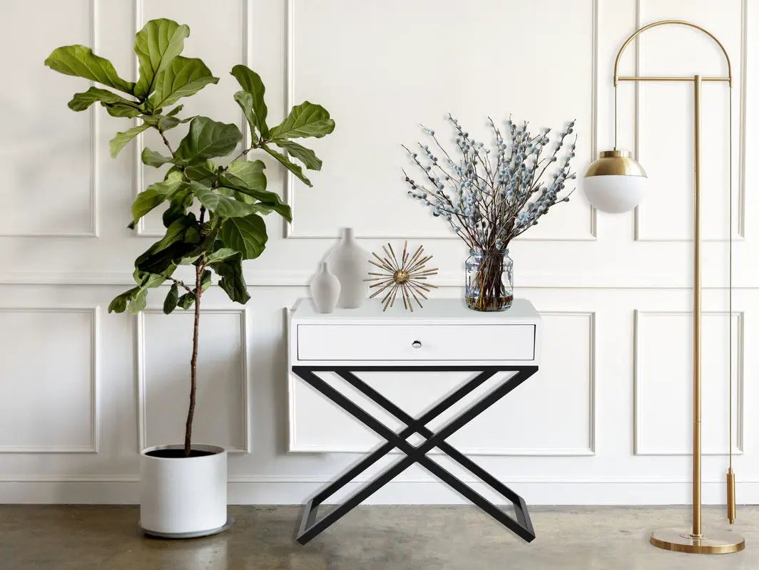 Koda - End Side Table Nightstand, Drawer And Cross Base by HouseOfZazla