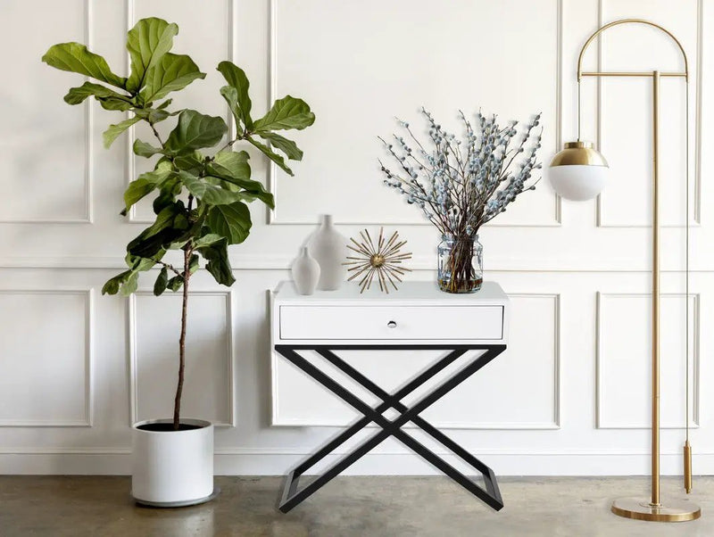 Koda - End Side Table Nightstand, Drawer And Cross Base by HouseOfZazla