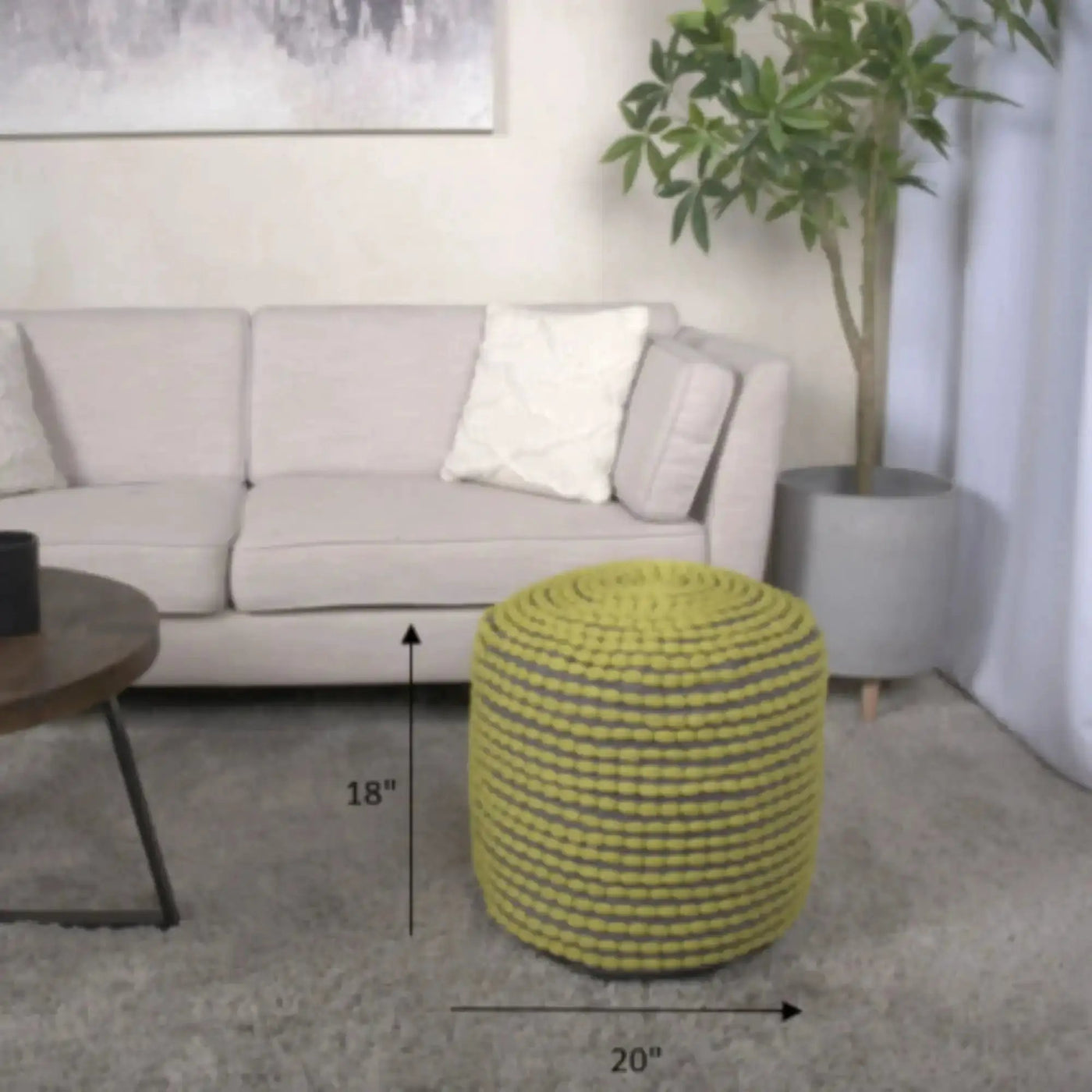 River Handcrafted Cylindrical Pouf in Water Resistant Fabric by HouseOfZazla