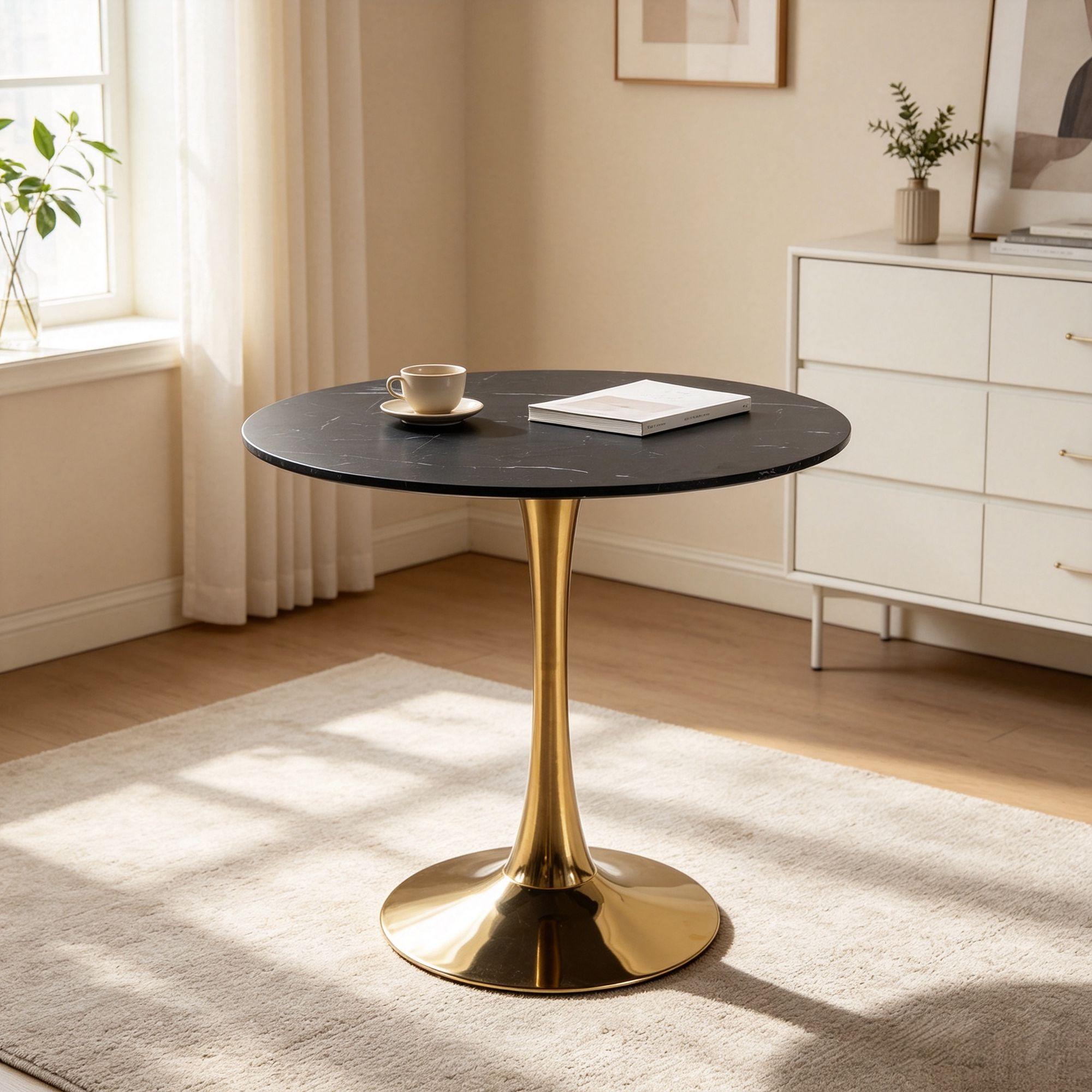 Mid-Century Black Marble Tulip Table by HouseOfZazla
