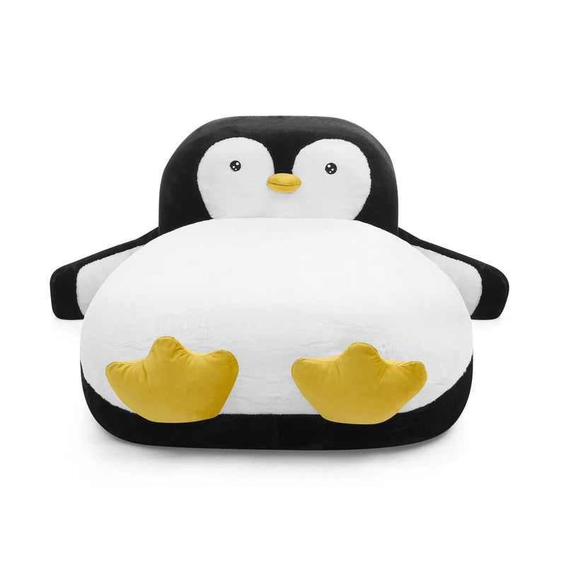 Twin Size Penguin Shaped Bed, Lounger Chair For Kids Bedroom - White / Black by HouseOfZazla
