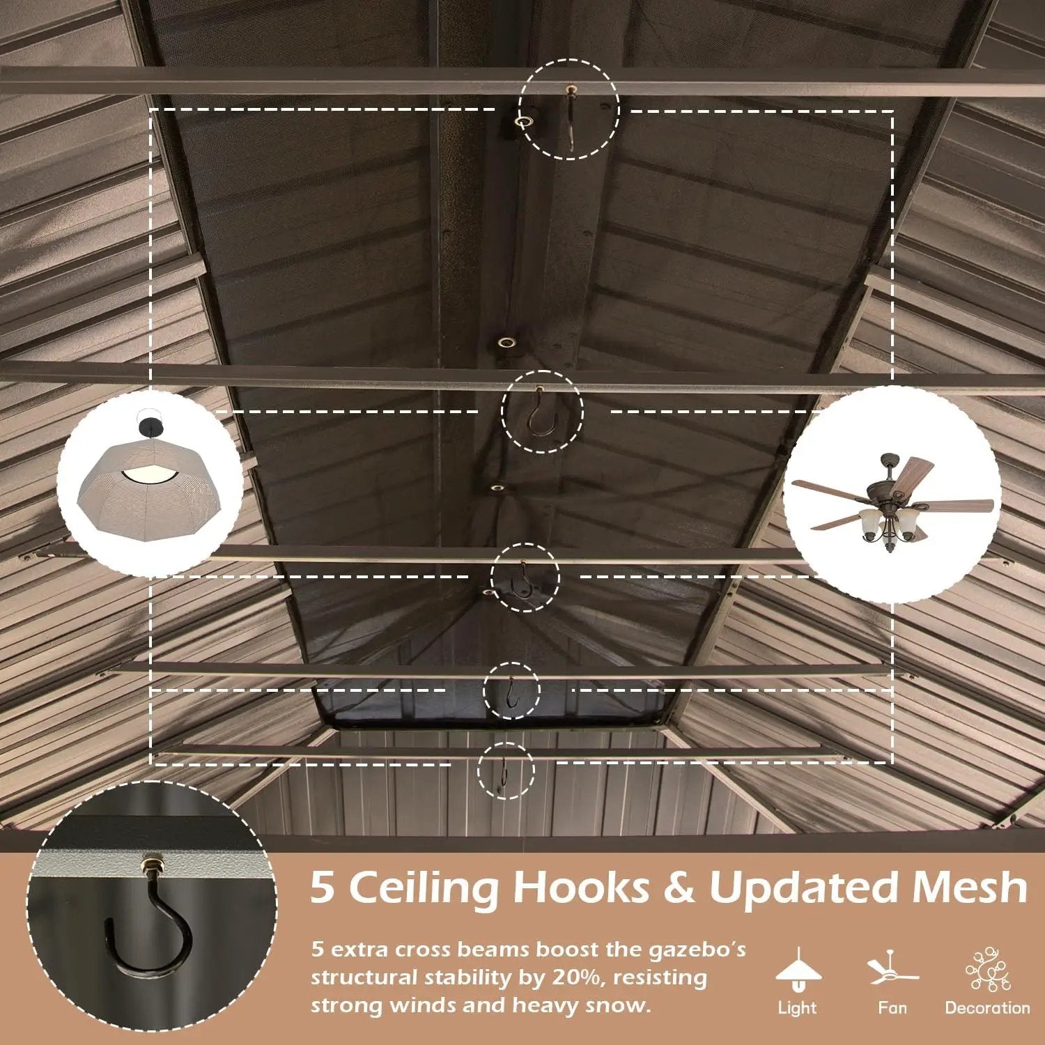 12x24FT Outdoor Gazebo with Galvanized Steel Double Roof by HouseOfZazla