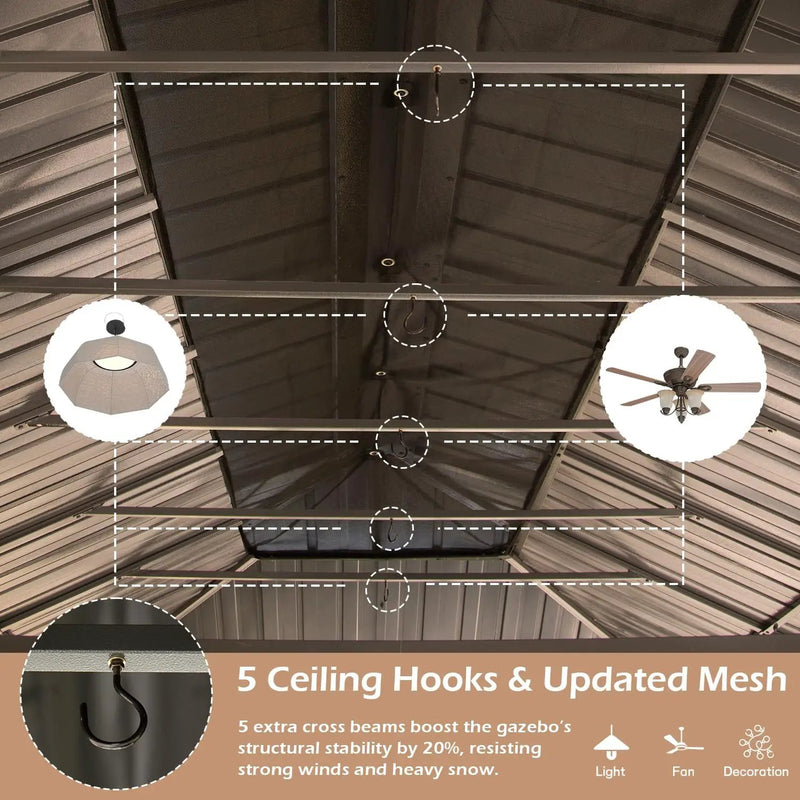 12x24FT Outdoor Gazebo with Galvanized Steel Double Roof by HouseOfZazla