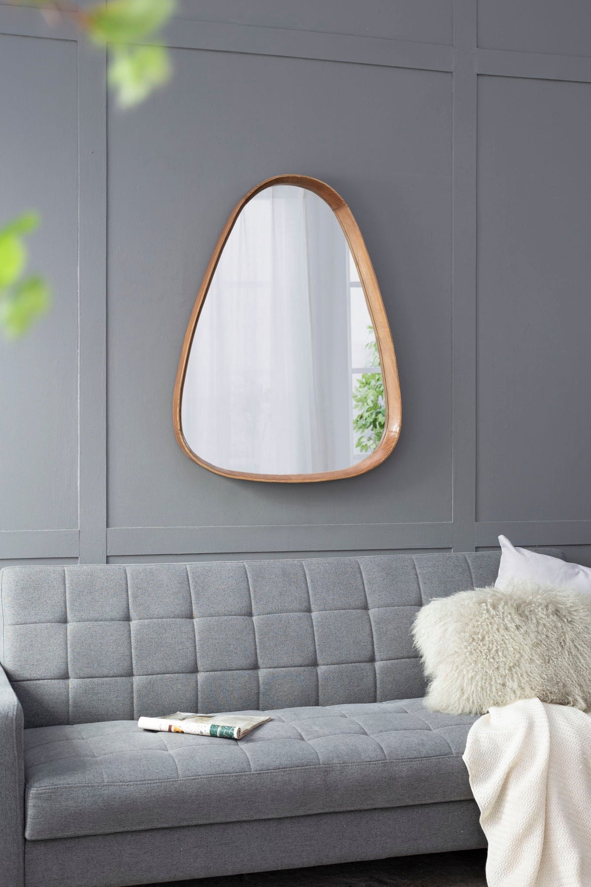 Irregular Mirror With Frame Wall Mirror - Brown, photo 3 of 9