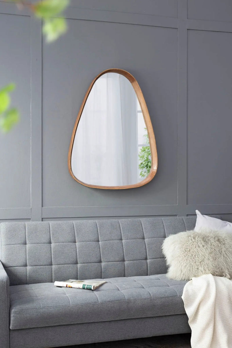 Irrgeular Mirror With Frame, Wall Mirror For Living Room Bathroom Entryway - Brown by HouseOfZazla
