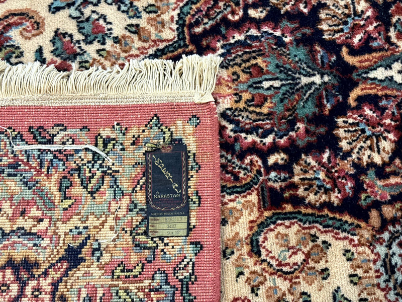 Antique Karastan Kirman Rug 8.8 x 12, Imperial Karastan #1427, Ivory Kirman by Jewel Rugs