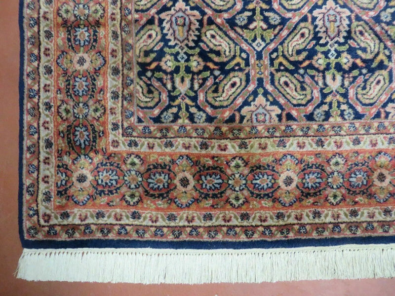 4' X 6' Vintage Fine Handmade India Floral Oriental Wool Rug Carpet Blue Red by Jewel Rugs