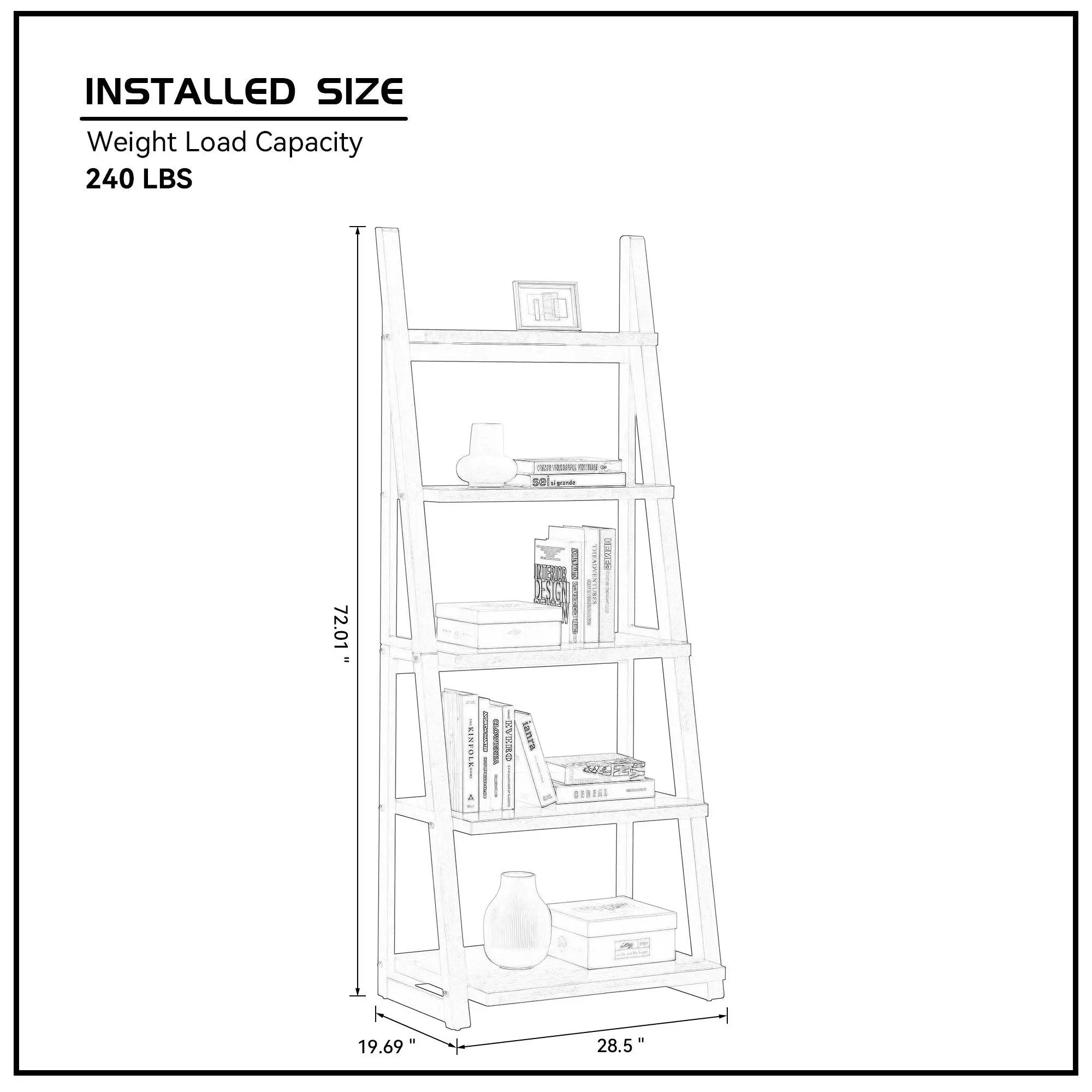 5-Tier Ladder Shelf with Rubber Wood Frame by HouseOfZazla