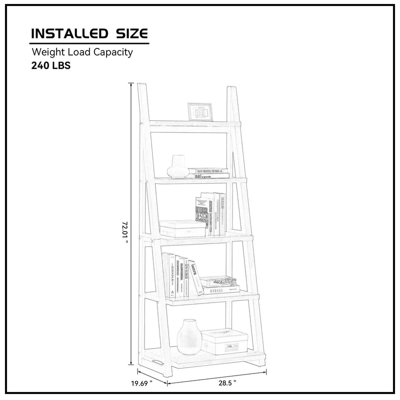 5-Tier Ladder Shelf with Rubber Wood Frame by HouseOfZazla