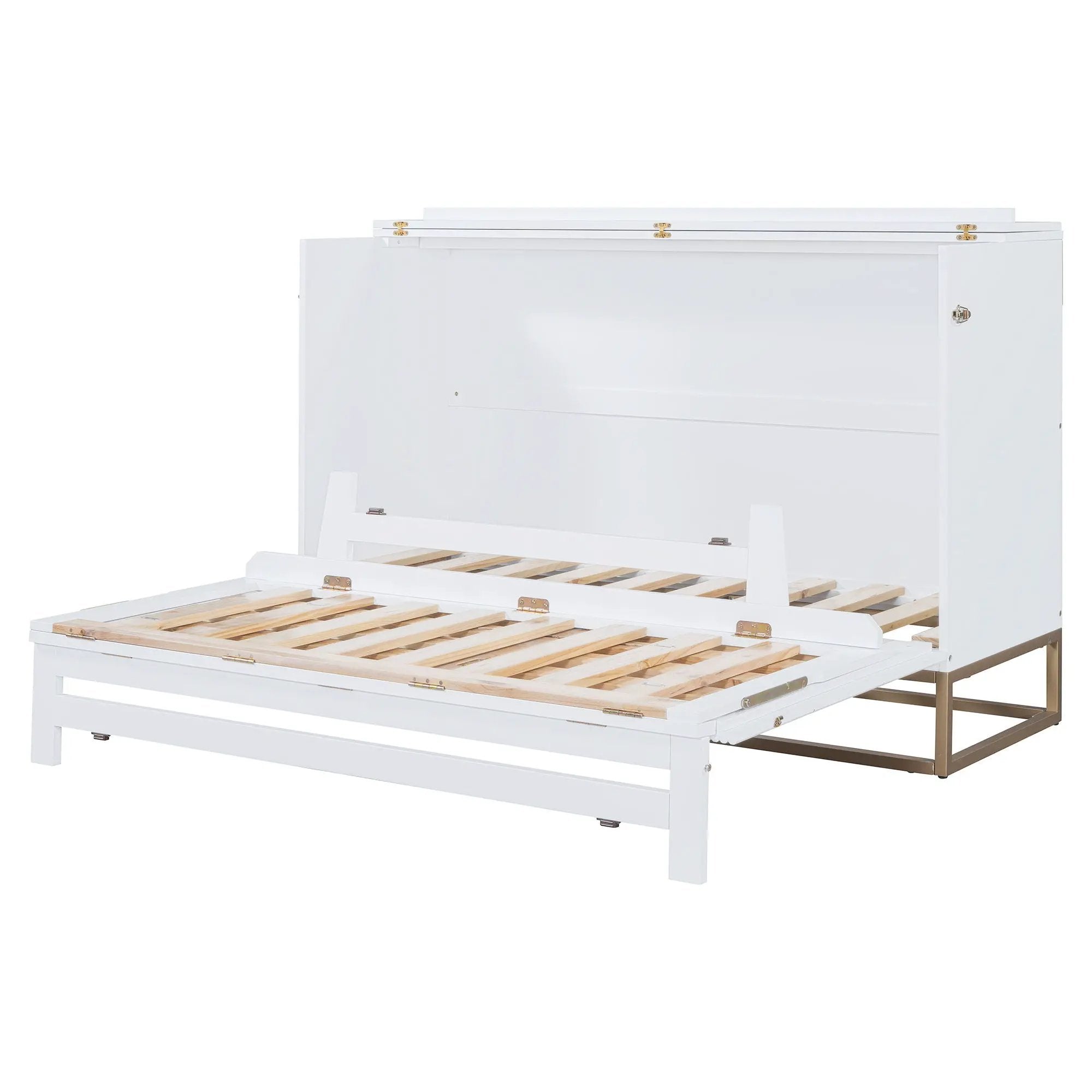 Murphy Bed With Frosted Glass Doors Design, Fake Drawers, Metal Legs by HouseOfZazla