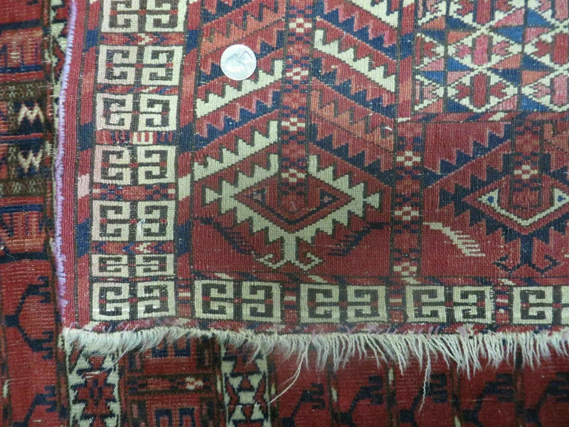 Antique Turkoman Rug 4x5, Ensi Hatchli Tekke Wool Rug by Jewel Rugs