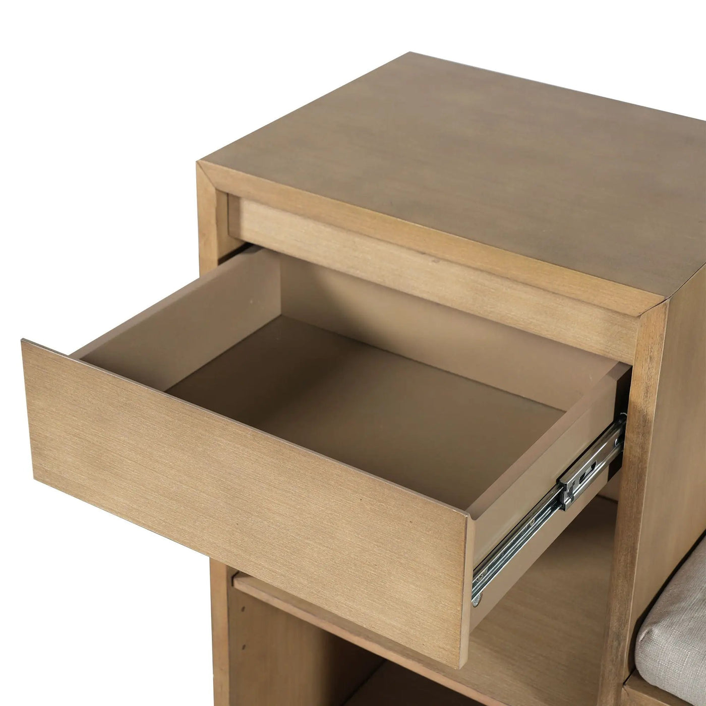 Entryway Storage Bench With Cushion, Drawers & Open Shelves by HouseOfZazla