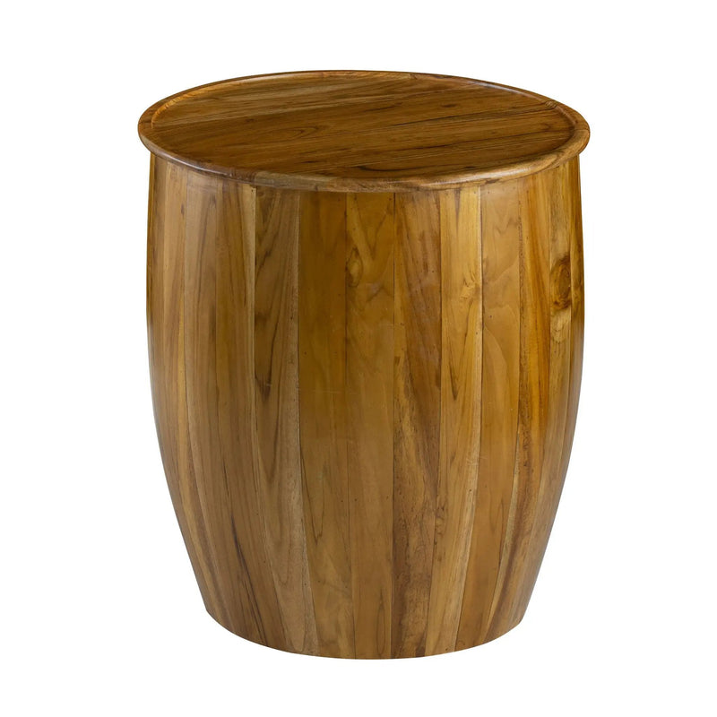 Drum Side Table With Tray Style Top - Brown by HouseOfZazla