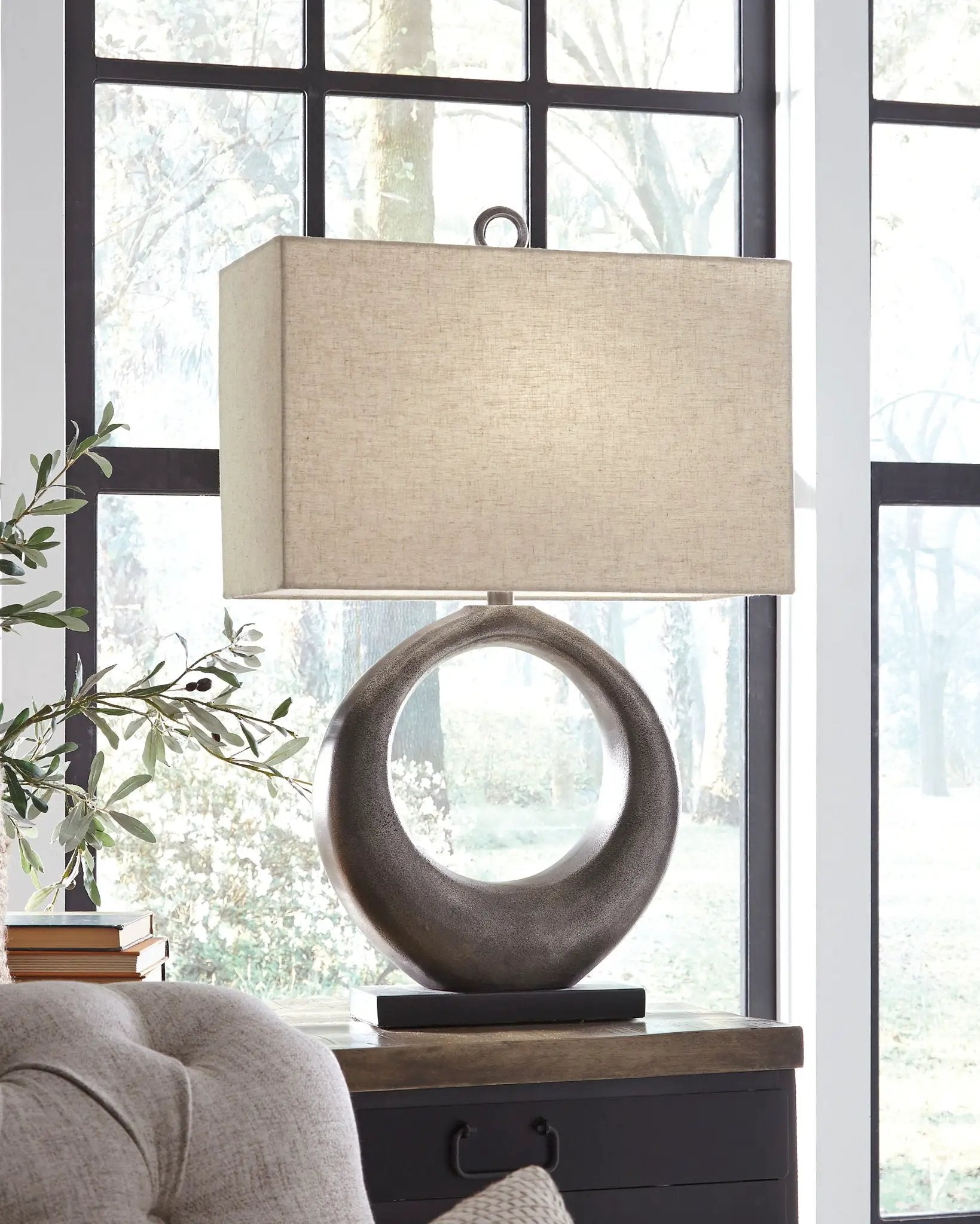 Saria - Metal Table Lamp - Antique Silver Finish by Unique Piece Furniture