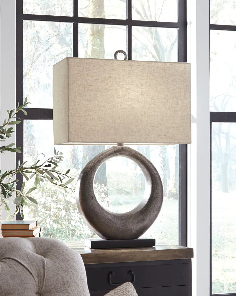Saria - Metal Table Lamp - Antique Silver Finish by Unique Piece Furniture