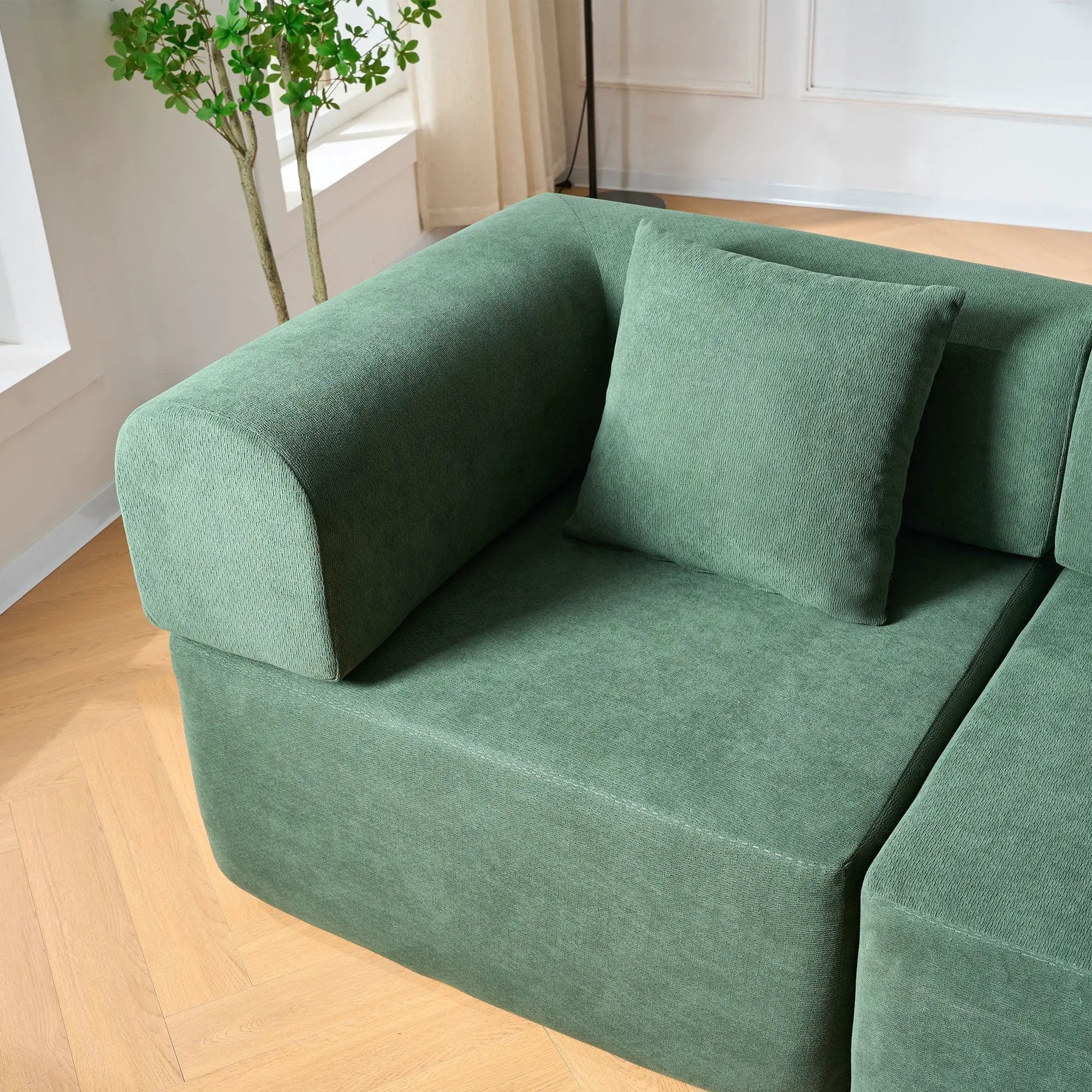 Modular L-Shaped Sectional Sofa With Deep Seat, Movable Chaise & 5 Pillows by HouseOfZazla