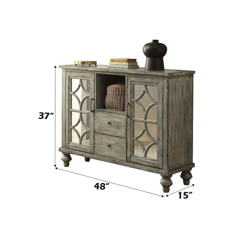 Velika Weathered Console Table With 1 Open Compartment Storage - Gray by HouseOfZazla