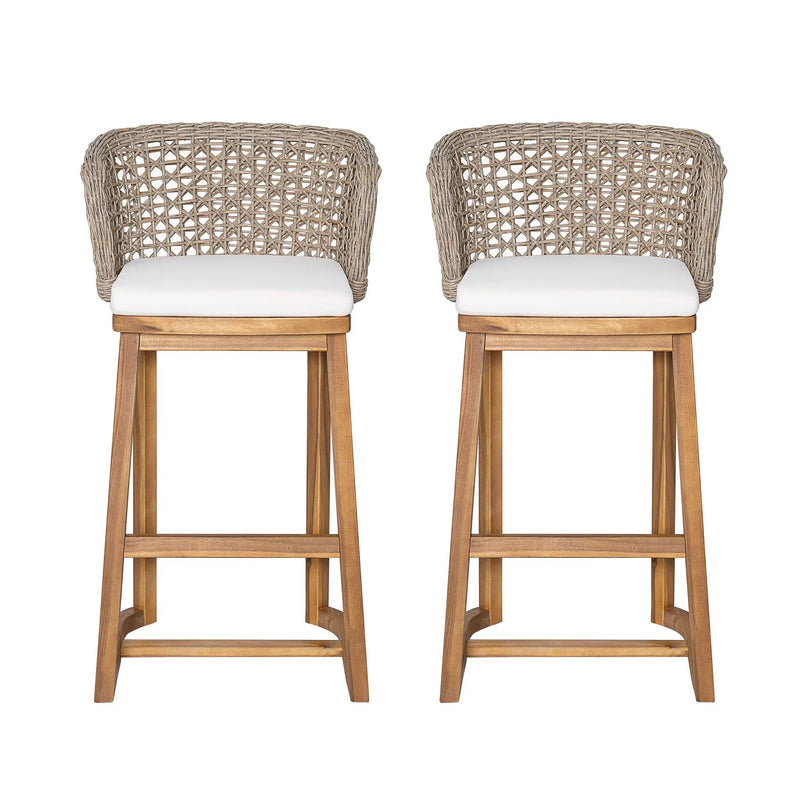 Outdoor Acacia Wood Bar Stools (Set of 2) by HouseOfZazla