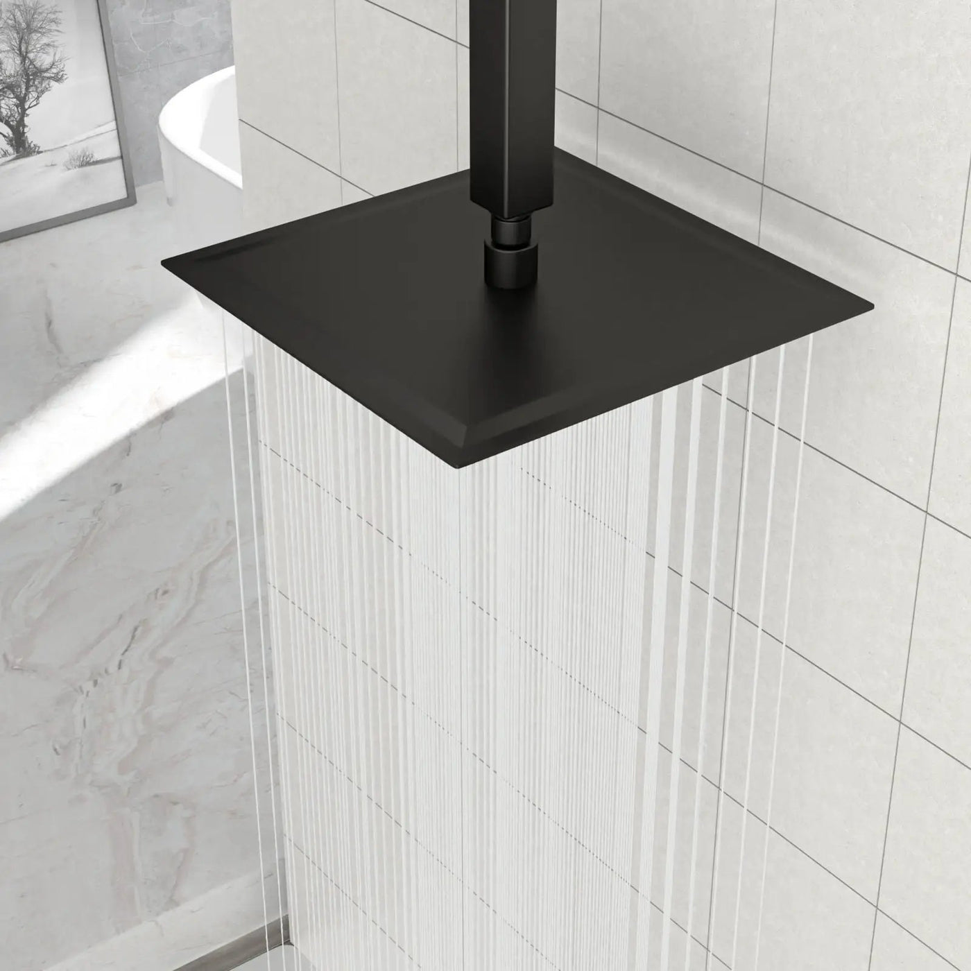 Modern 10" Square Rainfall Shower Head & Stainless Steel Wall Or Ceiling Mount Luxury Spa Shower Panel by HouseOfZazla