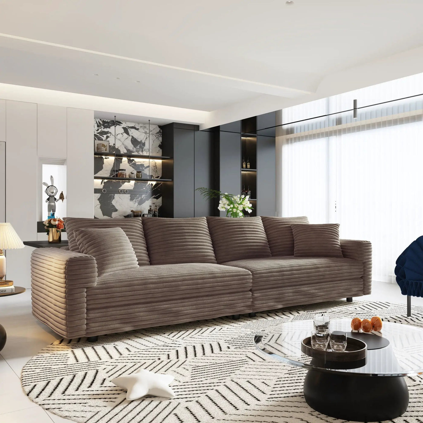 4 Seat Sofa, Deep Seat Couches With Soft Pillows by HouseOfZazla