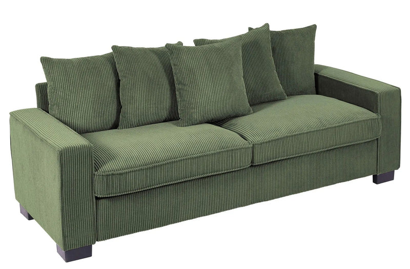 Luxe Sofa With 5 Matching Toss Pillows, Sleek Design, Spacious And Comfortable 3 Seater Couch by HouseOfZazla
