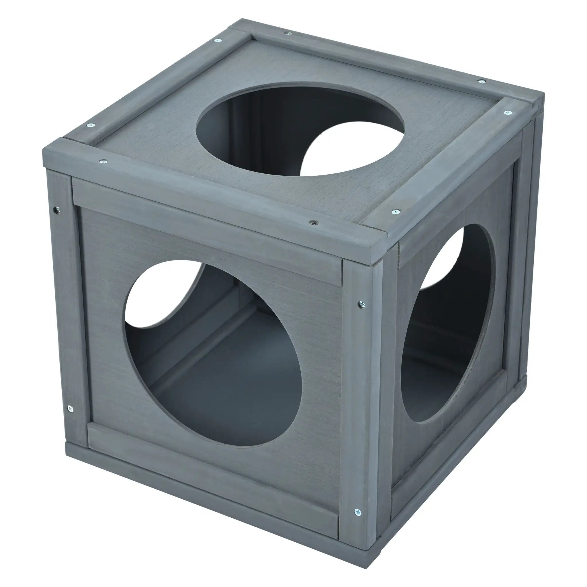 Outdoor Cat House With Shelves And Weather Protection, Removable Wood Boxes - Gray by HouseOfZazla