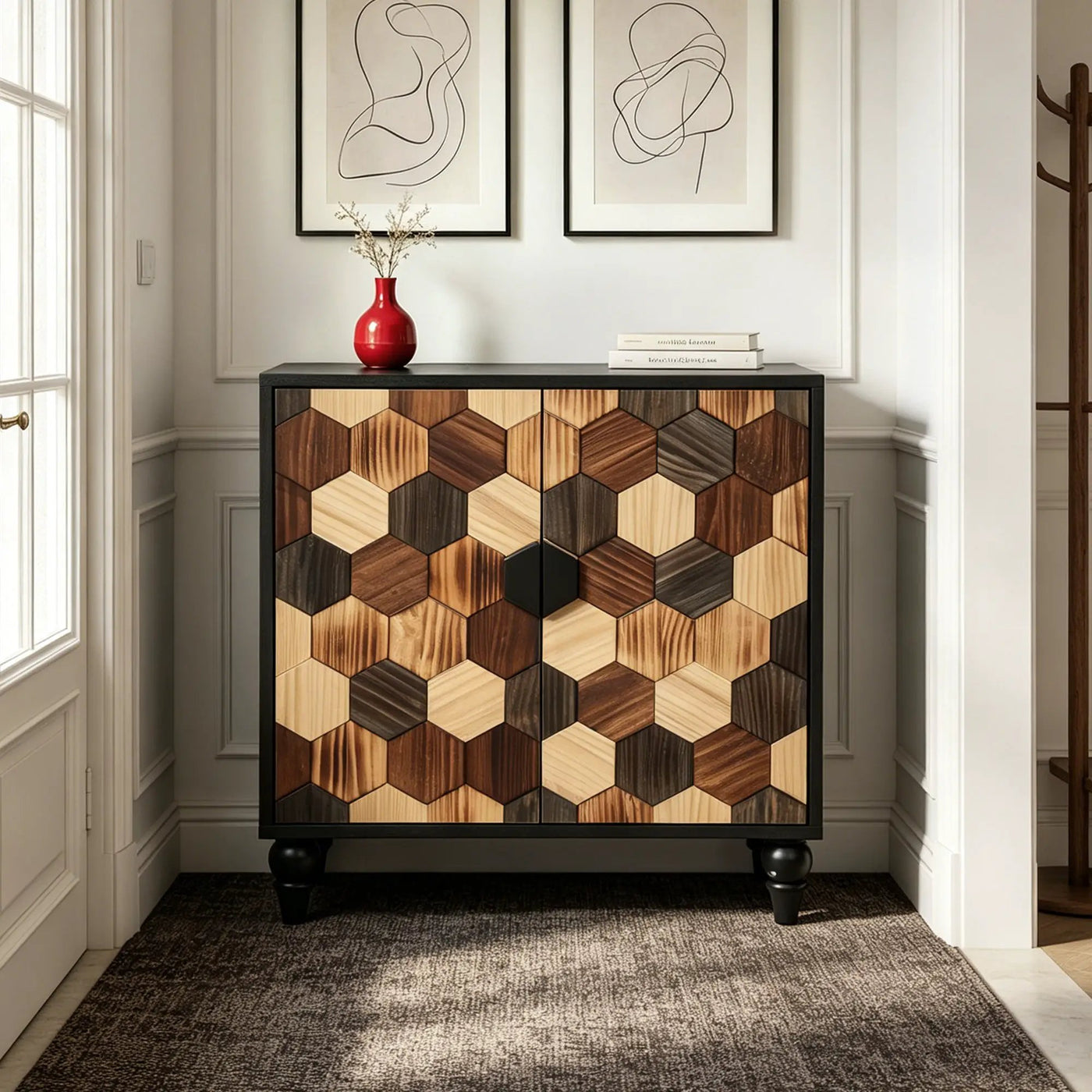 30.31" Modern Accent Cabinet with Honeycomb Pattern by HouseOfZazla