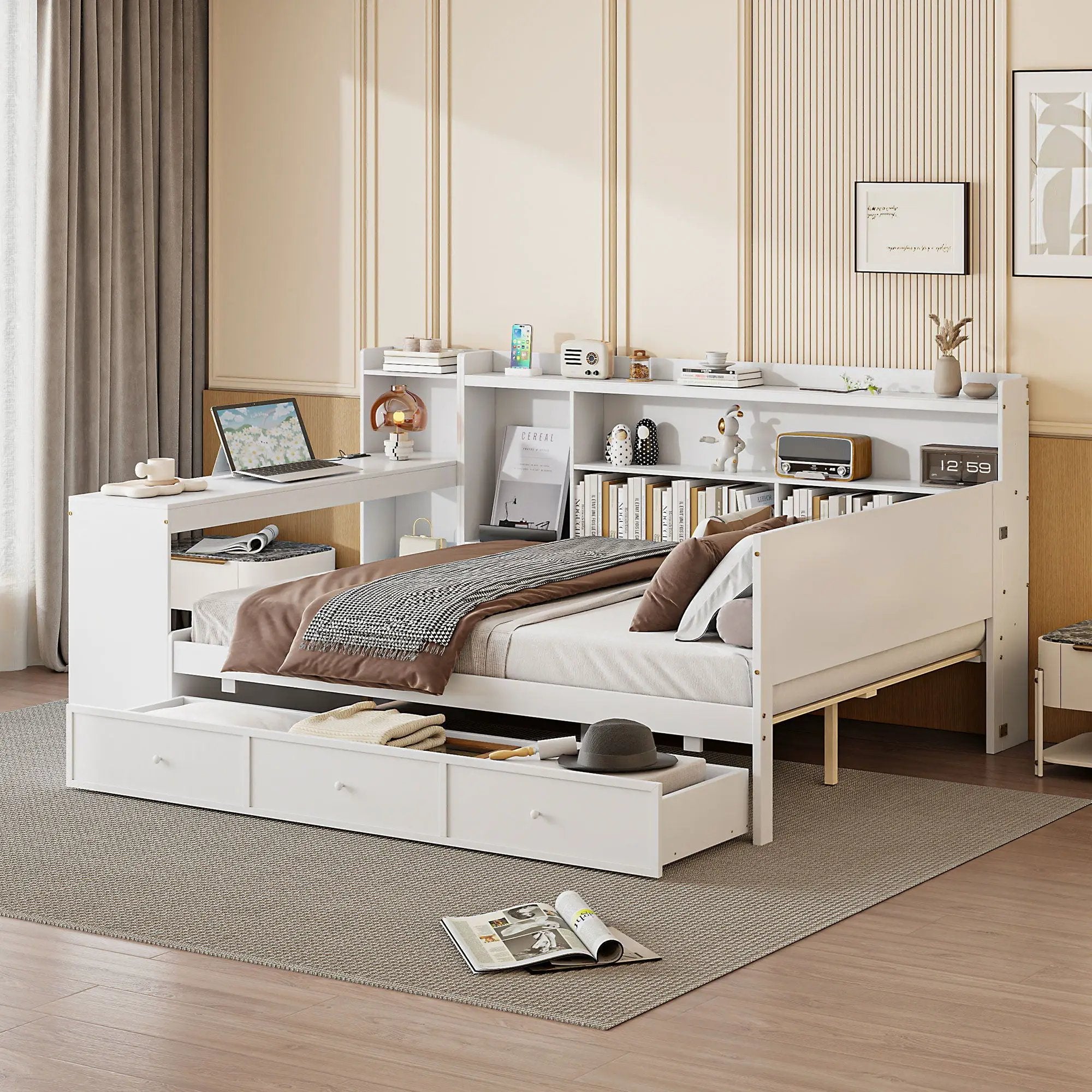 Daybed With 3 Drawers USB Ports And Desk by Unique Piece Furniture