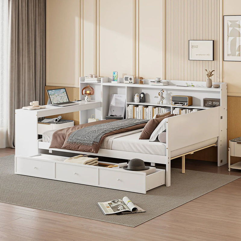 Daybed With 3 Drawers USB Ports And Desk by Unique Piece Furniture