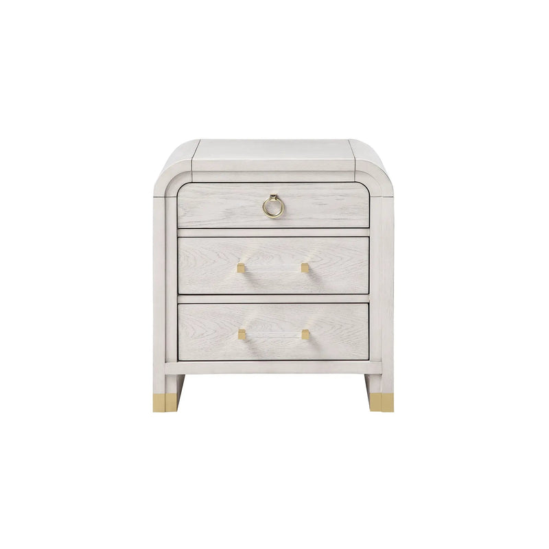 Malco - Nightstand With Spacious Drawer And Gold Metal Fluted Detailing - Black White by Unique Piece Furniture