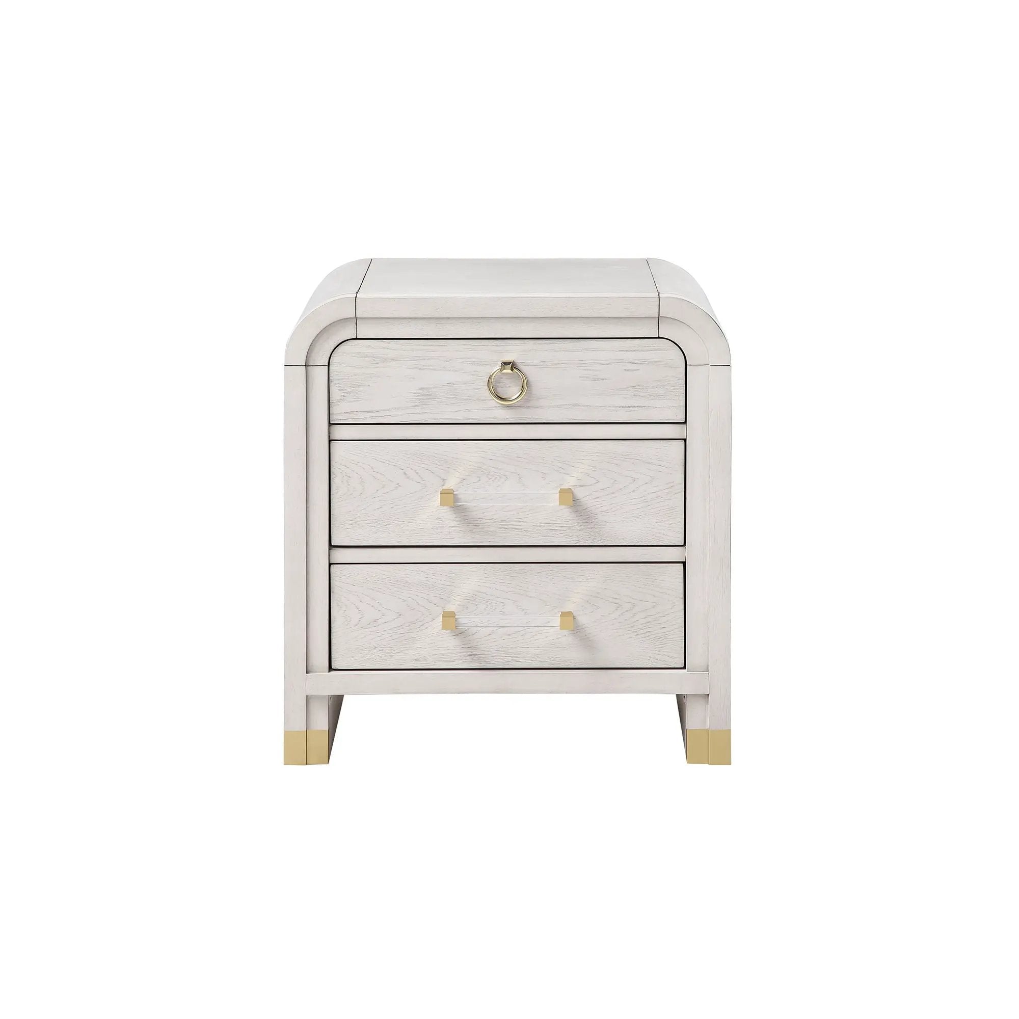 Malco - Nightstand With Spacious Drawer And Gold Metal Fluted Detailing - Black White by HouseOfZazla