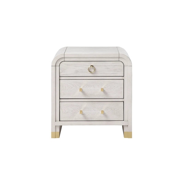 Malco - Nightstand With Spacious Drawer And Gold Metal Fluted Detailing - Black White