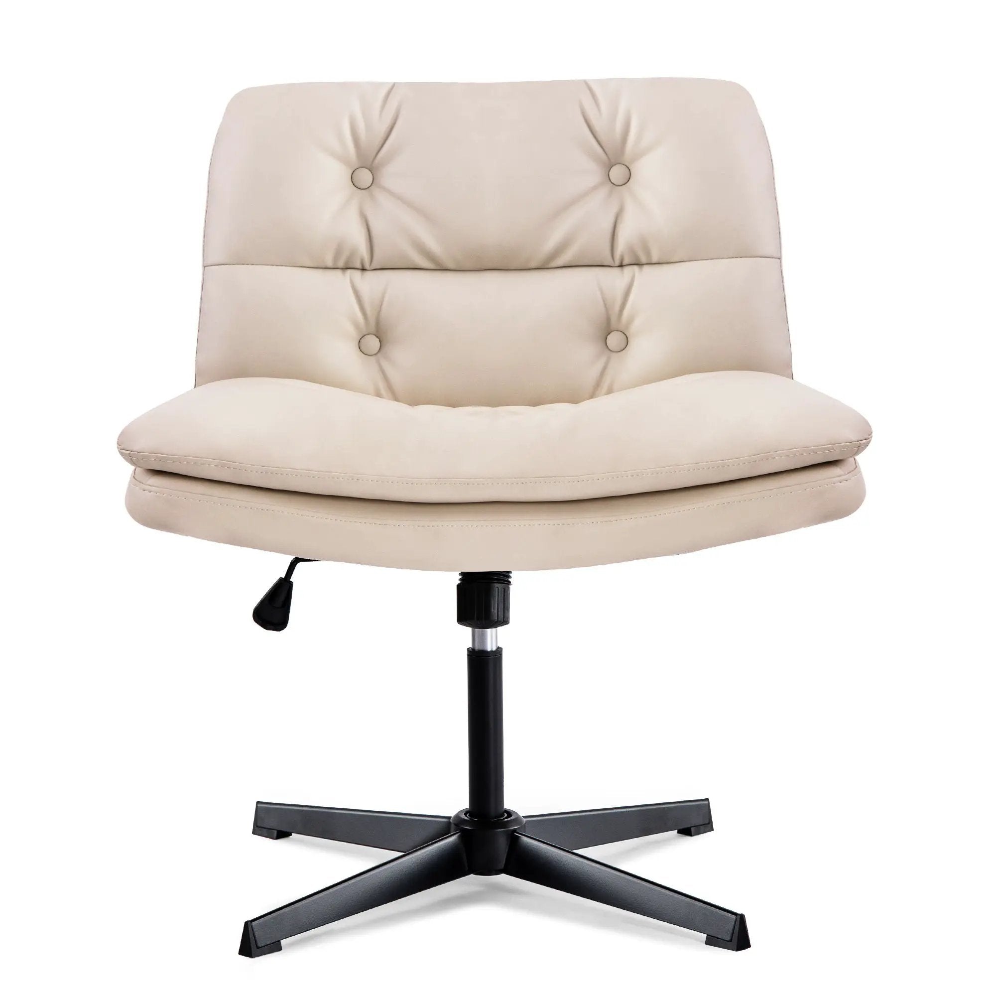 Large Size Armless Home Office Desk Chair Vanity Chair No Wheels - Beige by HouseOfZazla