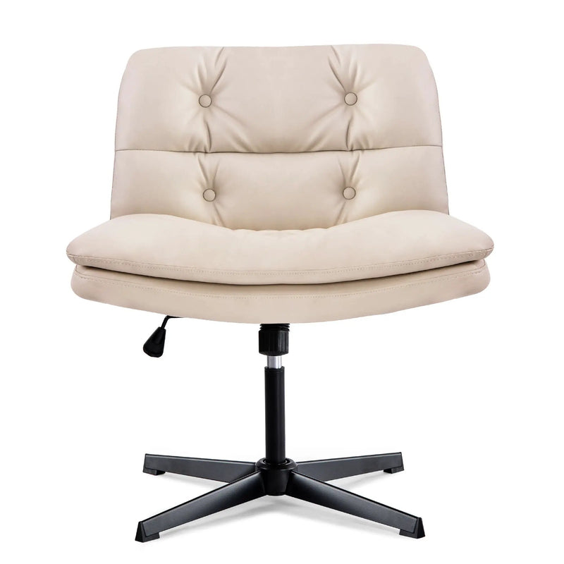 Large Size Armless Home Office Desk Chair Vanity Chair No Wheels - Beige by HouseOfZazla